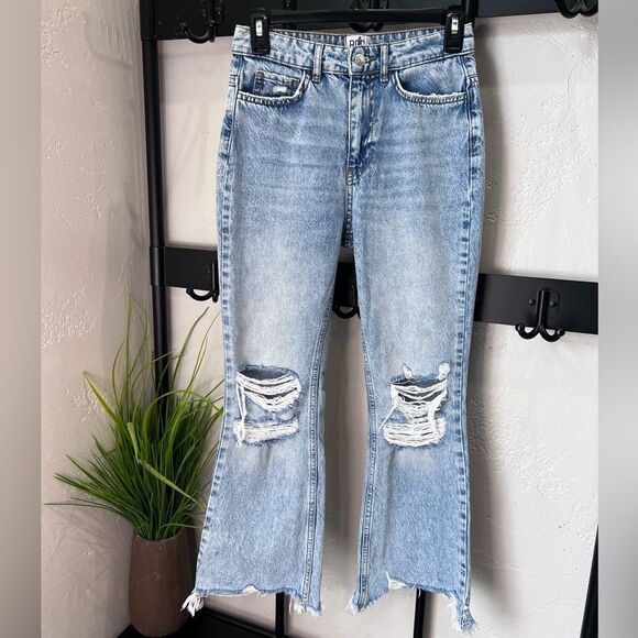 Urban Outfitters BDG Wilco Destroyed High-Waisted Cropped Flare Jeans sz 25 - Picture 3 of 16